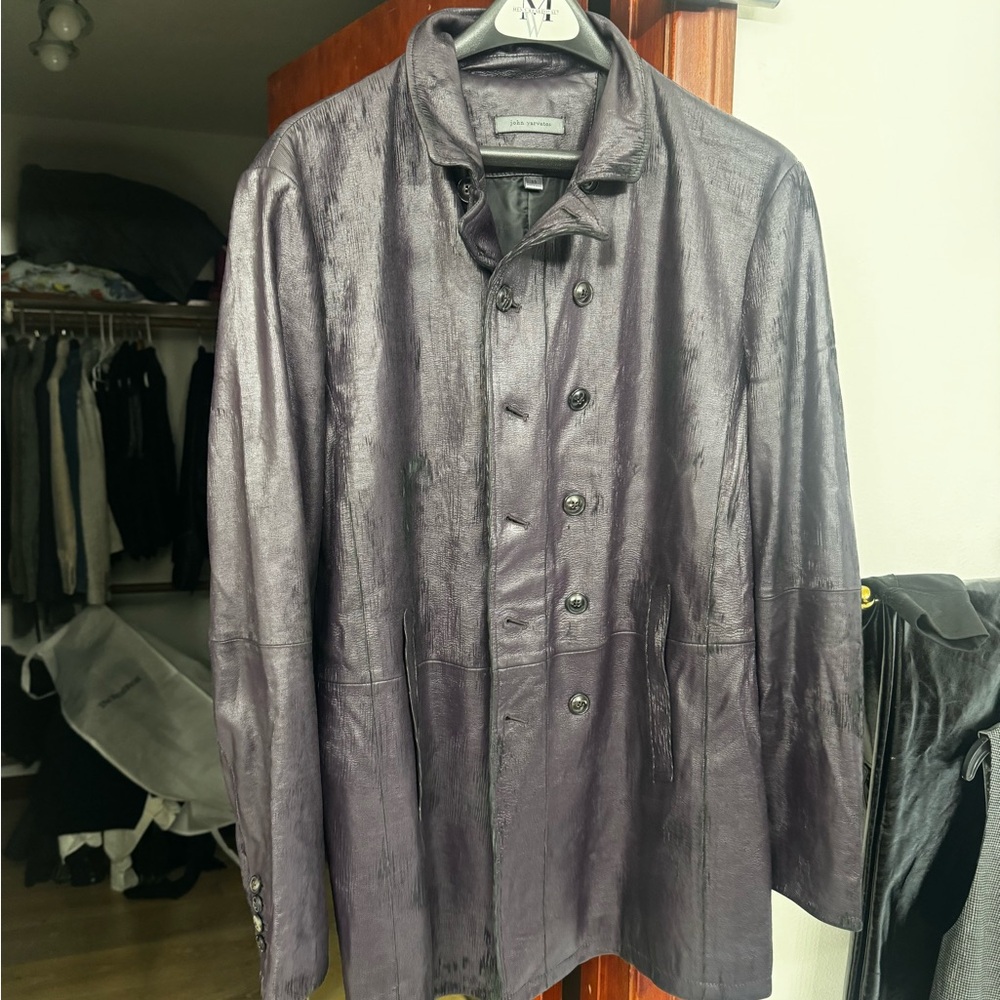 JOHN VARVATOS ‘Scored Purple Leather’ Cutaway Jacket SZ 48 (prototype)